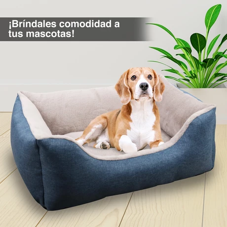 Cama Mascotas Rectangular M Azul