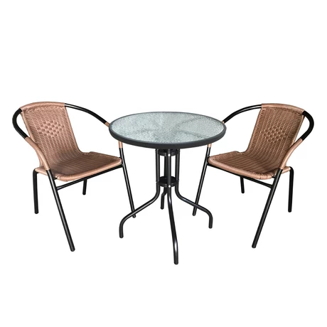 Set de Terraza de 3 Piezas Café