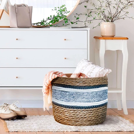 Set 3 Cestos de Fibra Natural Café