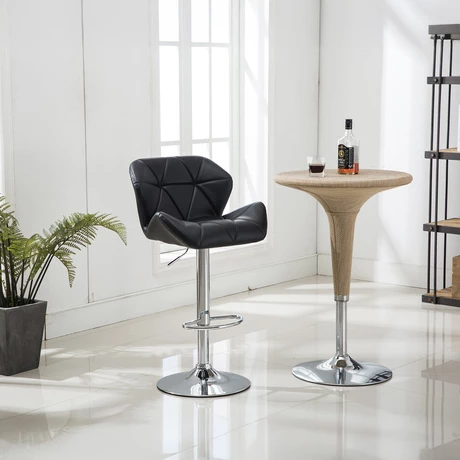 Pack 2 Silla Alta Bar Acolchada con Respaldo Negro
