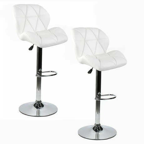 Pack 2 Silla Alta Bar Acolchada con Respaldo Blanco