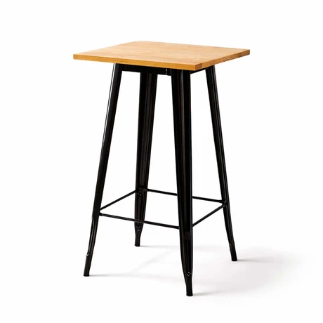 Mesa Tolix Madera Alta Bar 60 x 60 cm