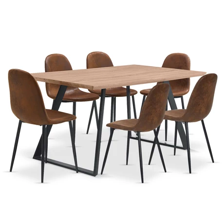 Comedor Charleston Mesa 75x80x150cm + 6 Sillas Velvet Café