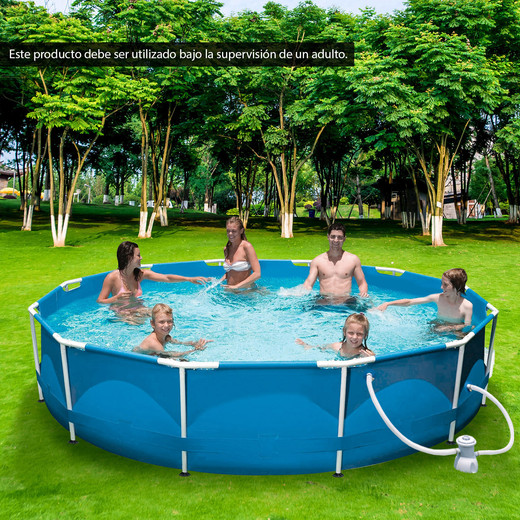 Piscina con Filtro 6125 L 76x360 cm Celeste