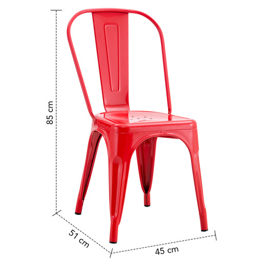 Pack De 4 Silla Metal Tolix Rojo