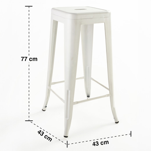 Pack 4 Pisos de Bar Metal Tolix Blanco