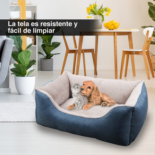 Cama Mascotas Rectangular M Azul