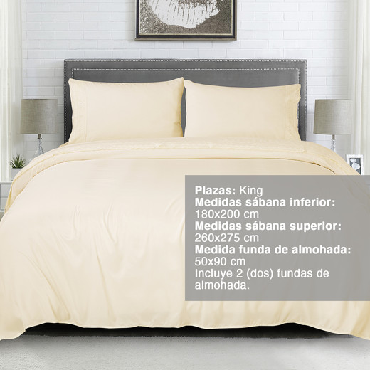 Sábana Broderie King Crema