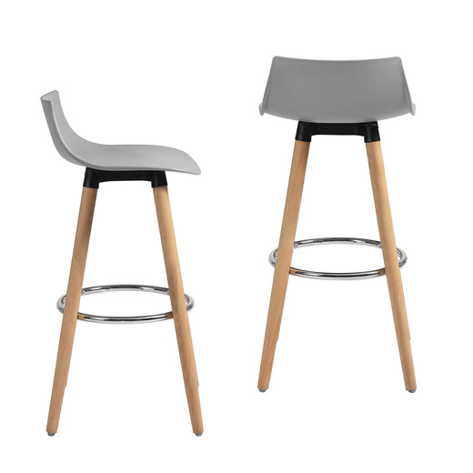 Pack 2 Pisos Bar Patas de Madera y Reposapiés Gris