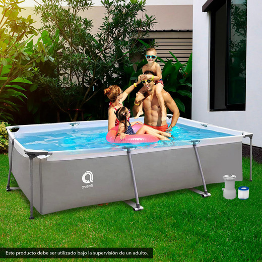 Piscina con Filtro 3701 Litros 65x207x300 cm Gris