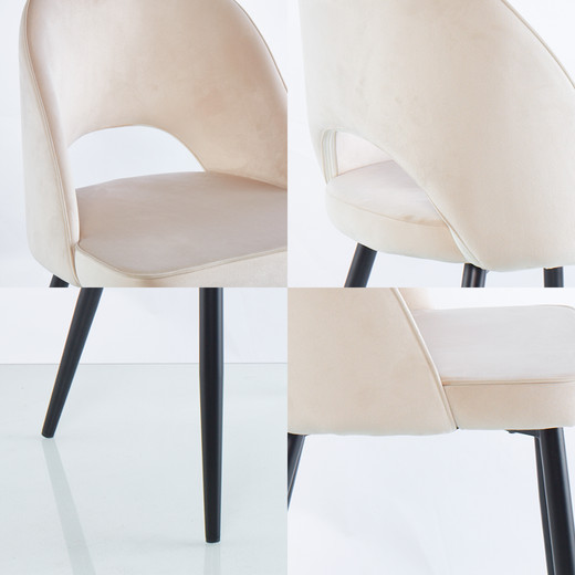 Pack 2 Sillas de Comedor de Terciopelo Oval Beige