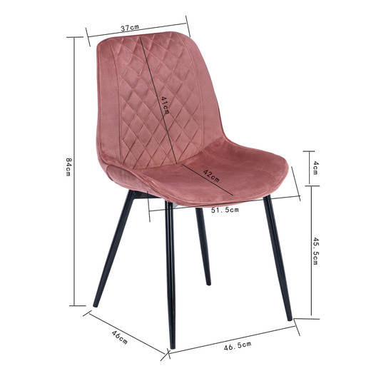 Pack 2 Sillas de Comedor de Terciopelo Rosado