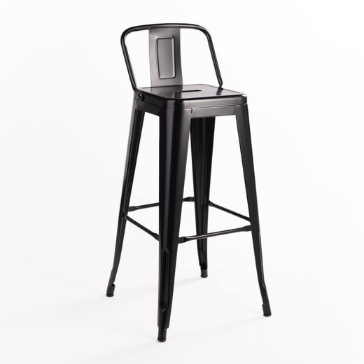 Pack 4 Piso Taburete Tolix Con Respaldo Negro