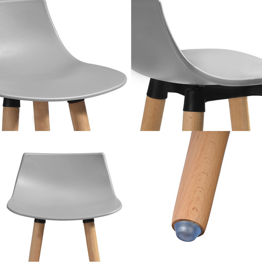 Pack 2 Pisos Bar Patas de Madera y Reposapiés Gris
