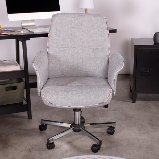 Silla de Oficina Acolchada Altura Regulable Gris