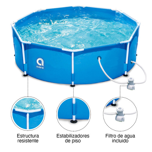 Piscina con Filtro 6125 L 76x360 cm Celeste