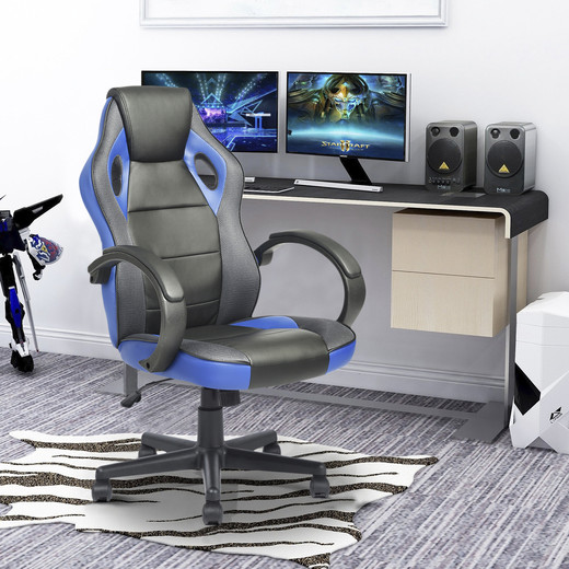 Silla Gamer PU Ergonómica - azul