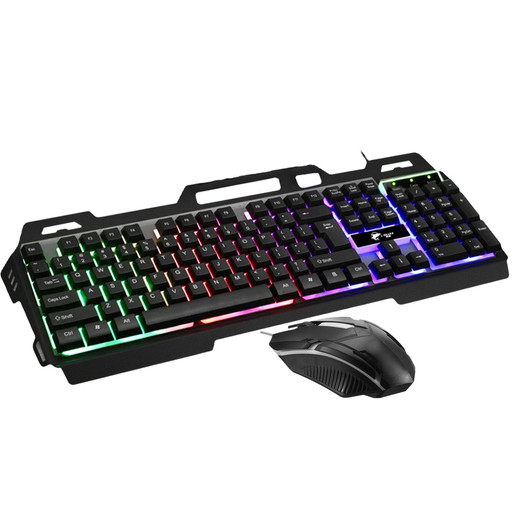 Pack Teclado Metal RGB + Mouse 1600dpi Gamer Negro
