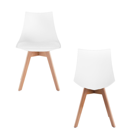 Pack 4 Silla Comedor con Patas de Madera Blanco