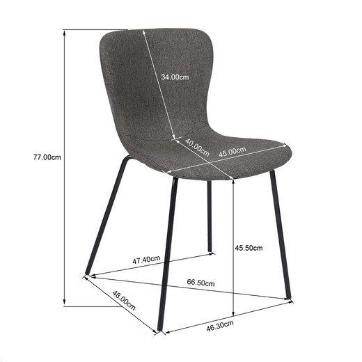 Pack 4 Sillas de Comedor Citrino Gris