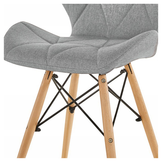 Pack 4 Sillas Eames Acolchada Tela Lino Gris