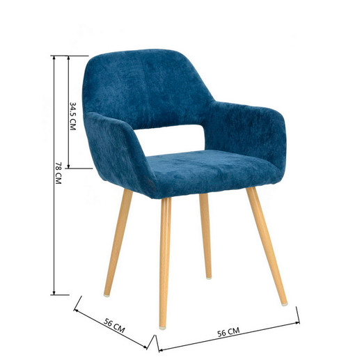 Silla Comedor Cromwell Terciopelo Azul