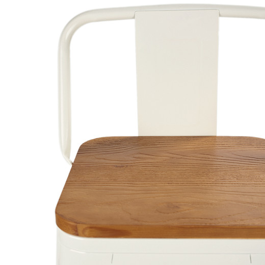 Pack 4 Pisos de Bar Tolix Asiento de Madera Blanco