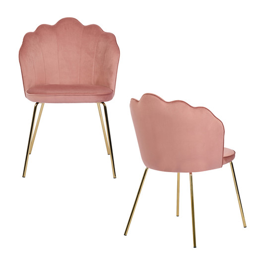 Pack 2 Sillas de Comedor de Terciopelo Rosa