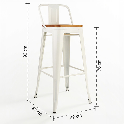 Pack 4 Pisos de Bar Tolix Asiento de Madera Blanco