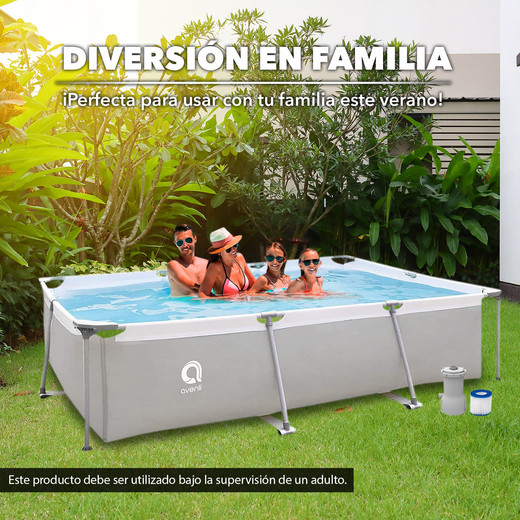 Piscina con Filtro 3701 Litros 65x207x300 cm Gris