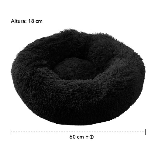 Cama Mascotas Antiestres Circular Felpa M Gris