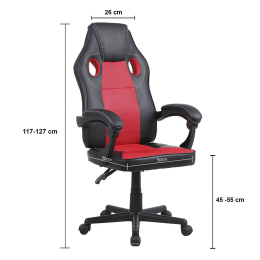 Silla Gamer Reclinable Altura Ajustable Rojo