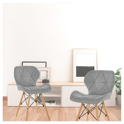 Pack 4 Sillas Eames Acolchada Tela Lino Gris