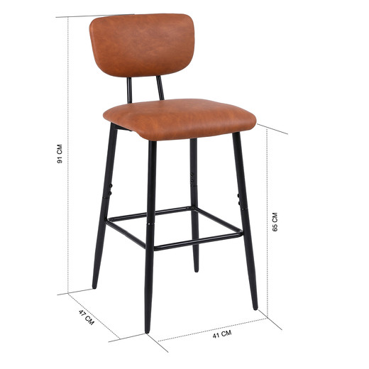 Pack 2 Pisos de Bar o Cocina Mid-Century con Respaldo Marrón