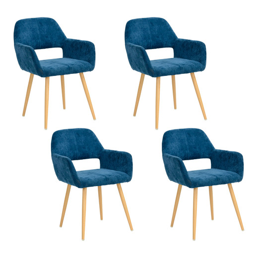 Pack 4 Silla Comedor Cromwell Terciopelo Azul