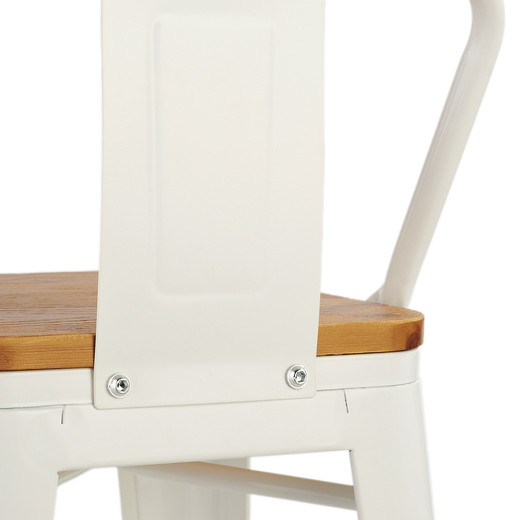 Pack 4 Pisos de Bar Tolix Asiento de Madera Blanco