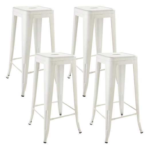 Pack 4 Pisos de Bar Metal Tolix Blanco