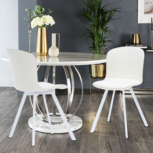 Pack 2 Sillas de Comedor PP y Tela Blanco
