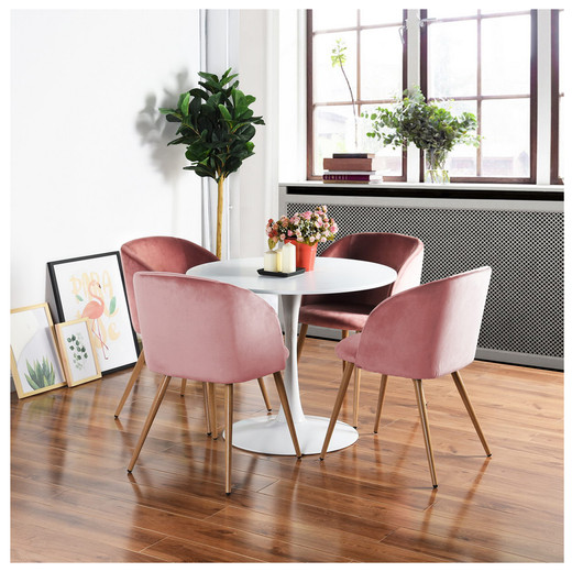 Pack 2 Sillas Comedor Lounge Terciopelo Rosa