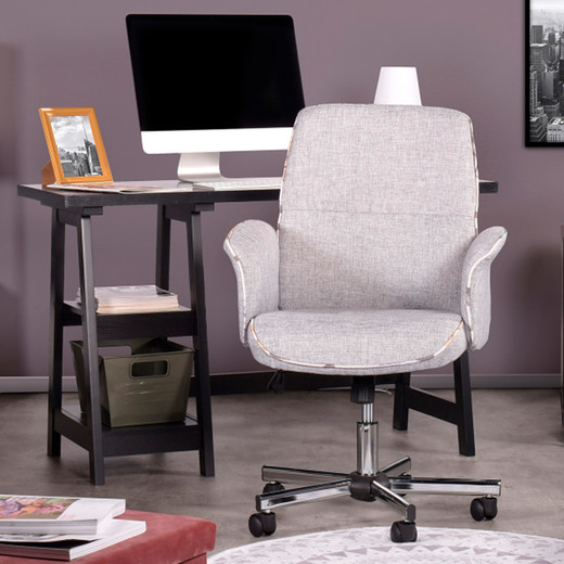 Silla de Oficina Acolchada Altura Regulable Gris