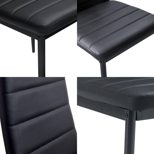 Comedor Bristol Mesa 75x70x120 4 Sillas PU Negro