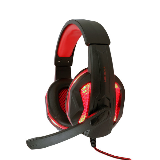 Audífonos Gamer GH05 Luces Led con Micrófono Rojo
