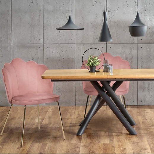 Pack 2 Sillas de Comedor de Terciopelo Rosa