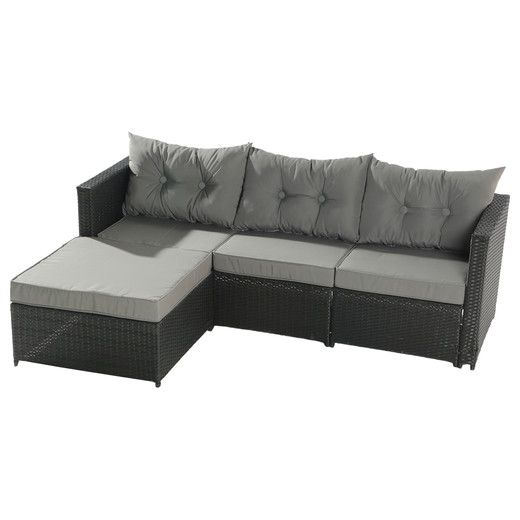 Seccional Intercambiable 3 Cuerpos Terraza Sofa + Mesa gris