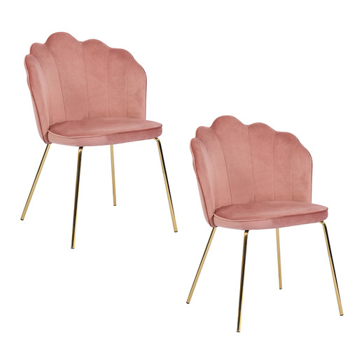 Pack 2 Sillas de Comedor de Terciopelo Rosa
