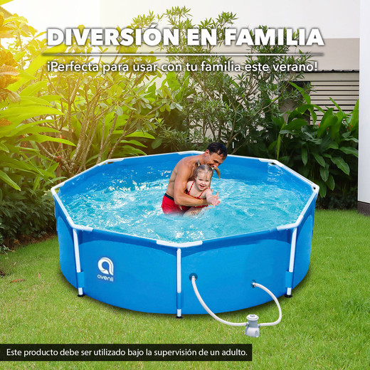 Piscina con Filtro 4383 L 76x300 cm Celeste