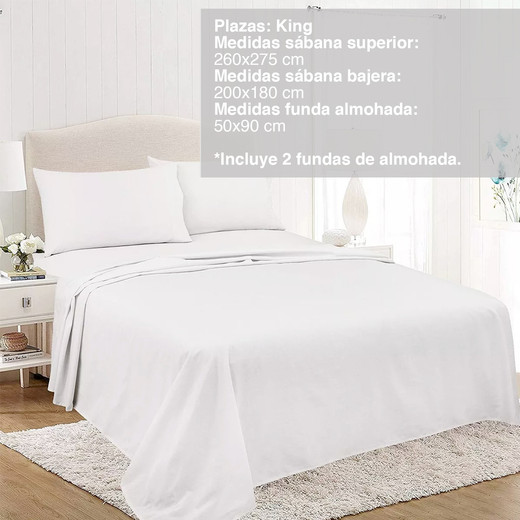 Juego de Sábanas Microfibra Monaco King Blanco