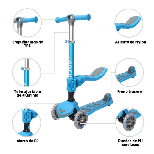 Scooter Infantil 2 en 1 GOFUN Azul