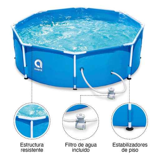 Piscina con Filtro 4383 L 76x300 cm Celeste