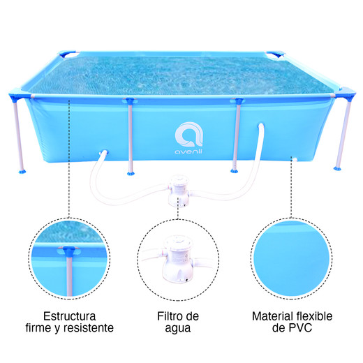 Piscina con Filtro 2612L 66x179x258 cm Celeste